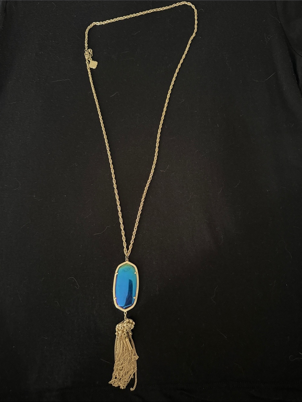 Kendra Scott Gold Necklace with Blue Stone and Tassel